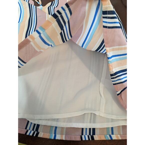 Socialite Striped Camisole Small Pink Layering V Neck Lined Spaghetti Straps Top - Picture 5 of 10